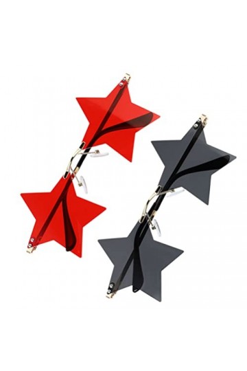 Alipis 2 Paires Lunettes De Soleil De Fête Lunettes De Soleil Étoiles Cotillons Lunettes Transparentes Rouges Des Lunettes De