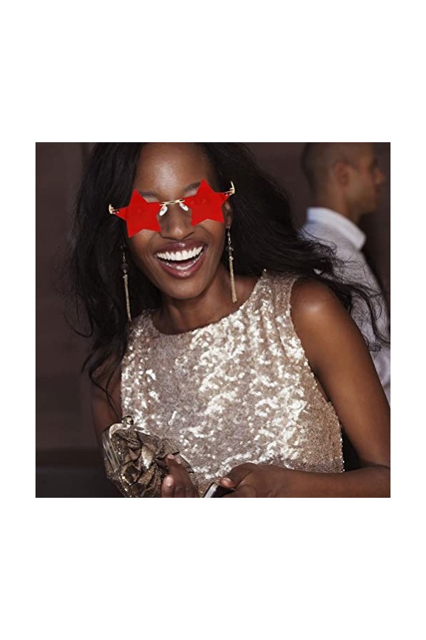 Alipis 2 Paires Lunettes De Soleil De Fête Lunettes De Soleil Étoiles Cotillons Lunettes Transparentes Rouges Des Lunettes De