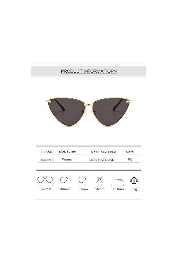 2THTHT2 Lunettes De Soleil Vintage Femmes Cat Eye Lunettes De Soleil Femme Océan Transparent&nbsp;&nbsp;&nbsp;Noir