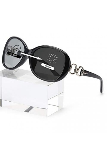 FIMILU Photochromiques Polarisées Lunettes de Soleil pour Femme Polarisées Classiques UV400 Protection Cadre Noir/Photochromi