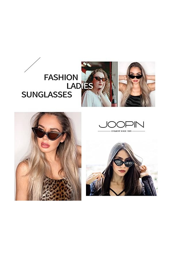 Joopin Lunette de Soleil Femme Polarisée et Lunette de Soleil Rétro Cateye Lunette de Soleil Femme Blanche Vintage Mode pour 