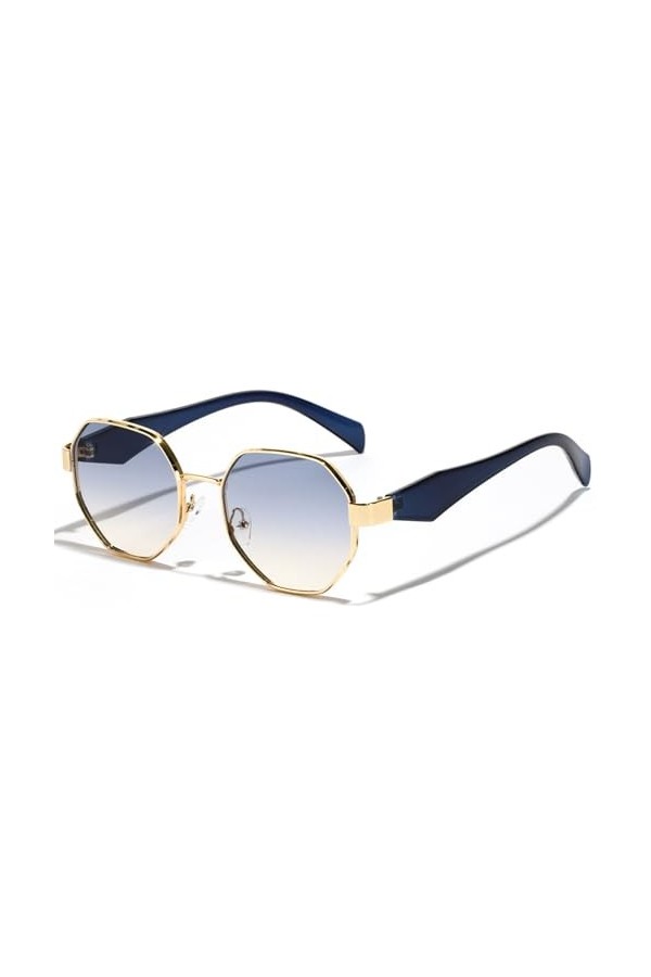 SHEEN KELLY Lunettes de soleil polygonales rétro pour femmes et hommes, lunettes décontractées pour lextérieur, monture irré