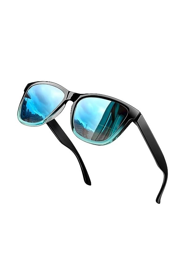 KANASTAL Lunettes de Soleil Polarisées pour Homme et femme Rectangulaire Lunettes de Soleil Bleues Mode Lunettes de Soleil Lé