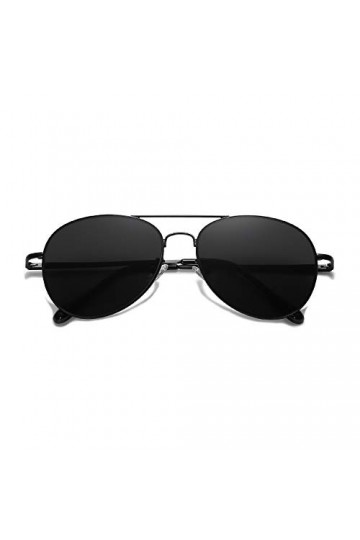 SOJOS Classique Pilote Métal Cadre Lentille Lunettes de soleil Mirror avec Spring Charnières SJ1030 avec Cadre Noir/Gris Lent