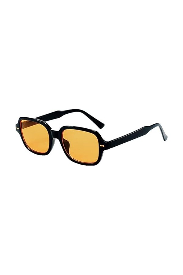 OSAGAMA Vintage Retro Lunettes de soleil pour Femmes Hommes Mode Carré Lunettes de soleil Mode Jaune Teinté