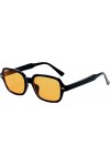 OSAGAMA Vintage Retro Lunettes de soleil pour Femmes Hommes Mode Carré Lunettes de soleil Mode Jaune Teinté