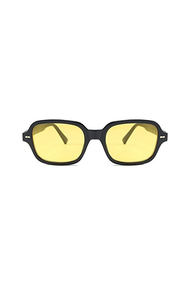 OSAGAMA Vintage Retro Lunettes de soleil pour Femmes Hommes Mode Carré Lunettes de soleil Mode Jaune Teinté