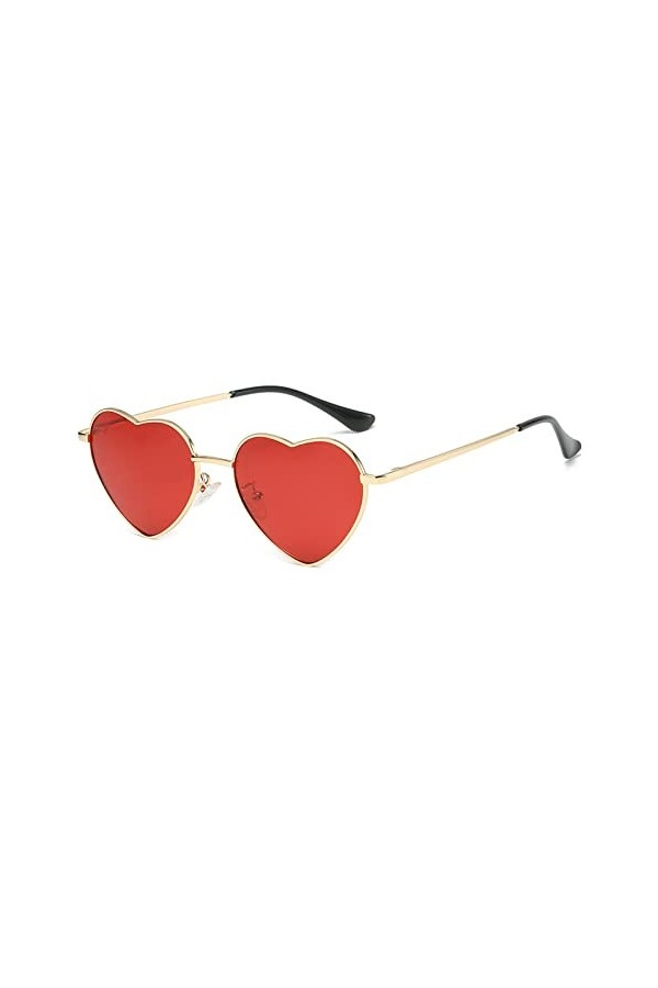 Dollger Lunettes de Soleil Coeur Femme Cadre en Métal Polarisé Mode Lunettes de Soleil Coeur Forme Protection UV400 Monture O