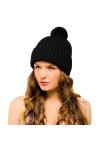 Entire Empire Magnifique bonnet à pompon – Bonnet en laine avec pompon pour homme et femme – Tricot épais avec pompon – Bonne