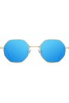 H HELMUT JUST Lunettes de Soleil Homme Femme Octogonale Polarisées Verres Miroir Bleu Glacier Vintage Monture en Métal