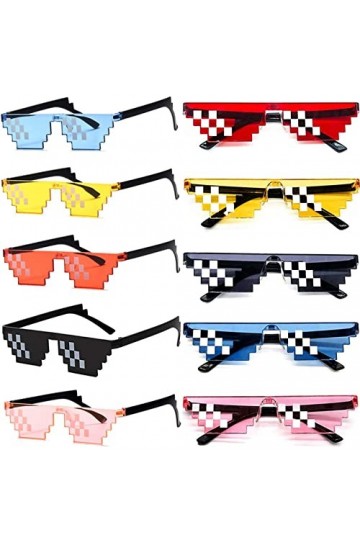 FSMILING 10 paires Lunettes de Soleil Thug Life lunette de fête MLG Pixelated Lunettes de Soleil pour 8 Bits Pixel Mosaic Pro