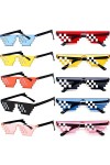 FSMILING 10 paires Lunettes de Soleil Thug Life lunette de fête MLG Pixelated Lunettes de Soleil pour 8 Bits Pixel Mosaic Pro
