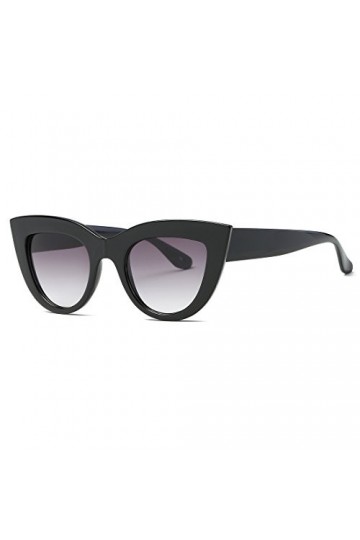 kimorn Œil De Chat Lunettes de Soleil Pour Femmes Plastique Grand Cadre Métal Charnières K0568 Noir&Fumée 