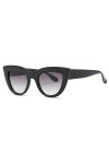 kimorn Œil De Chat Lunettes de Soleil Pour Femmes Plastique Grand Cadre Métal Charnières K0568 Noir&Fumée 