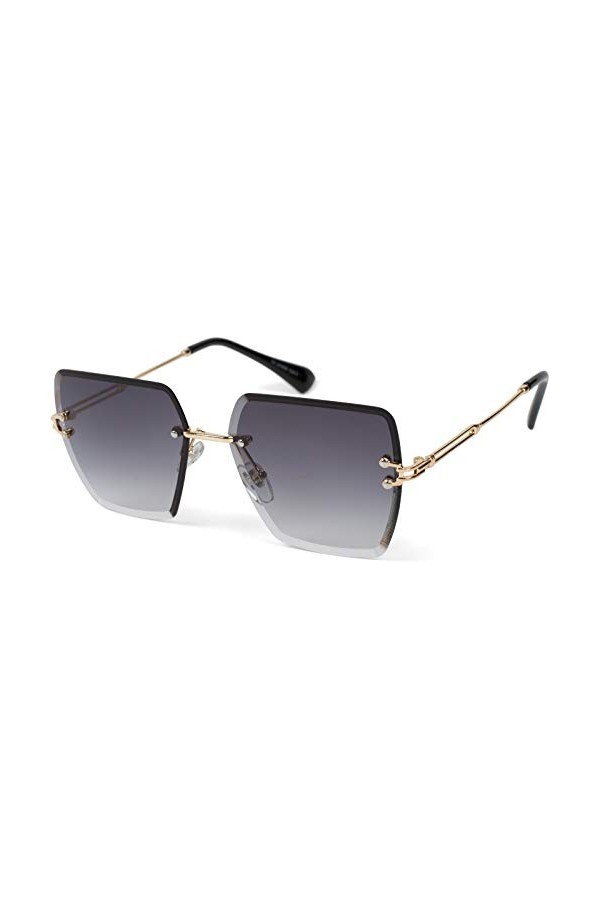 styleBREAKER Lunettes de soleil pour femmes sans monture avec verres rectangulaires teintés, monture métallique, coupe diaman