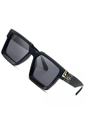 SHEEN KELLY Lunettes de soleil Hommes Femmes Rétro Grande Carrées Cadre épais Métal Vintage Rectangulaires Luxe Lunettes 04 