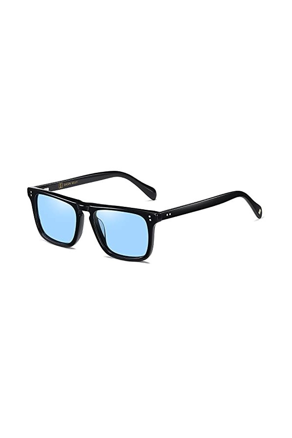 SHEEN KELLY TR90 Polarized Moscot Lunettes De Soleil Carrées pour Hommes Femmes Noir Monture Lunettes Downey Iron Man Voir à 