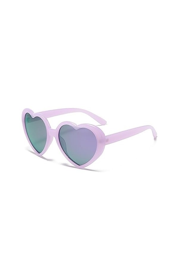 WDZAYXC Lunettes de soleil polarisées surdimensionnées en forme de cœur rétro lunettes mignonnes, protection UV400, Violet/vi
