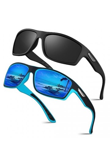 Ollrynns Lunettes de soleil homme polarisées 2 Paires Lunettes de sport UV400 Lunette polarisante peche pour hommes femmes cy