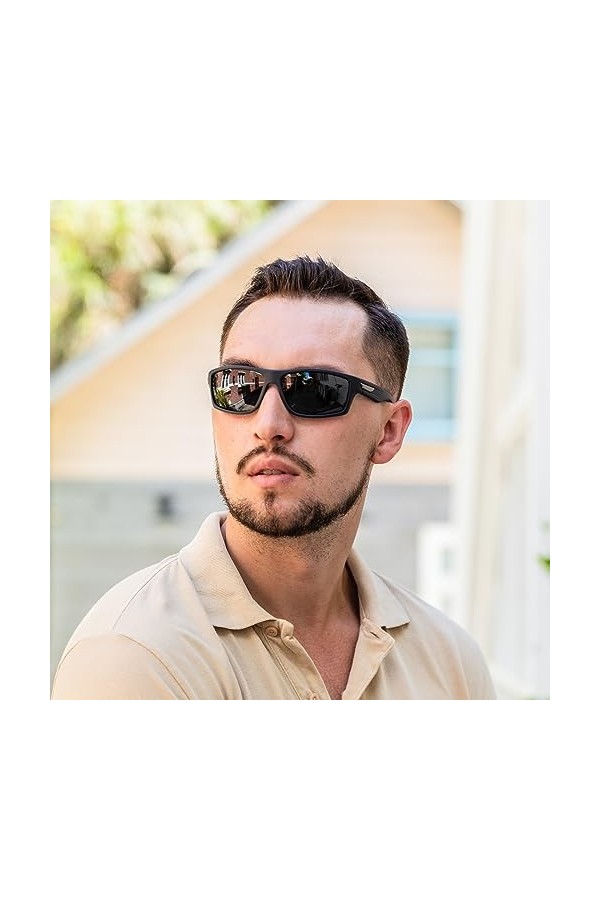 Ollrynns Lunettes de soleil homme polarisées 2 Paires Lunettes de sport UV400 Lunette polarisante peche pour hommes femmes cy
