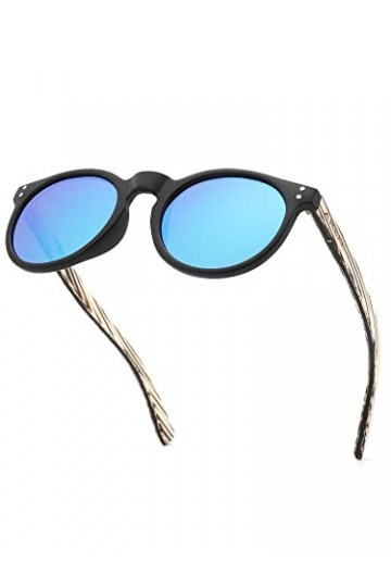 AMEXI Lunettes de Soleil Polarisées pour Homme et Femmes, Lunettes de Soleil en Bois,100% anti UV400,CN8003