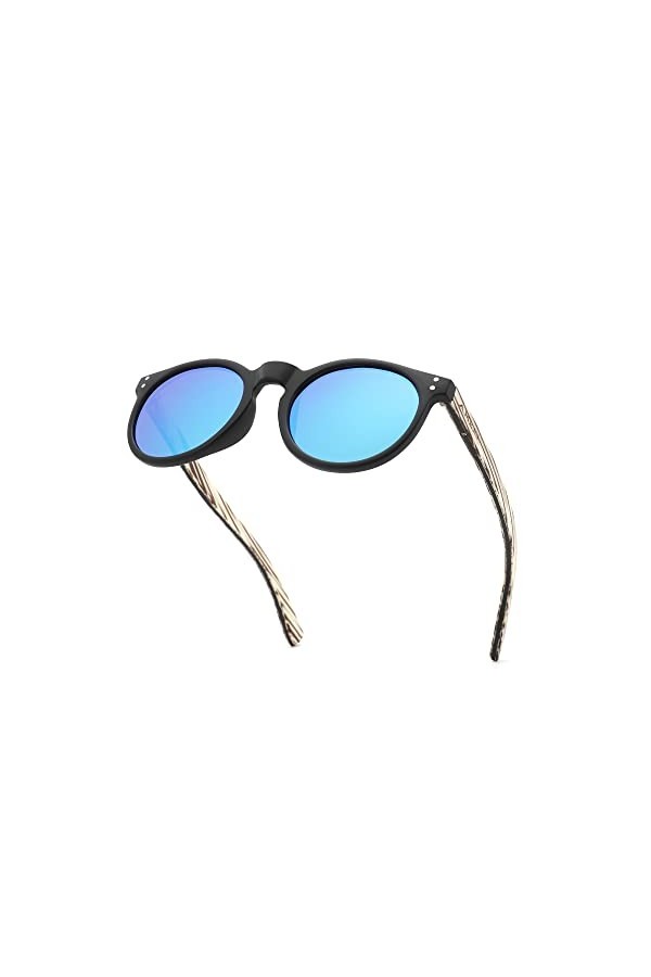 AMEXI Lunettes de Soleil Polarisées pour Homme et Femmes, Lunettes de Soleil en Bois,100% anti UV400,CN8003