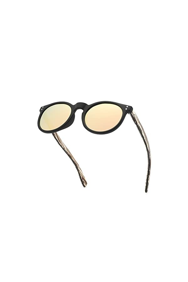 AMEXI Lunettes de Soleil Polarisées pour Homme et Femmes, Lunettes de Soleil en Bois,100% anti UV400,CN8003