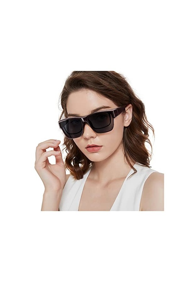 LVIOE Sur Lunettes de Soleil Polarisées pour Femmes et Hommes, Clip Sur lunettes de Soleil Protection anti UV 400