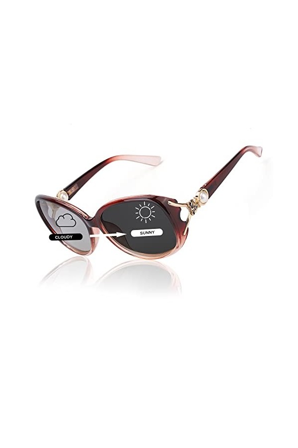 FIMILU Lunettes de soleil polarisées tendance pour femme, grandes lunettes de soleil ovales tendance pour femme, Phbrown, L