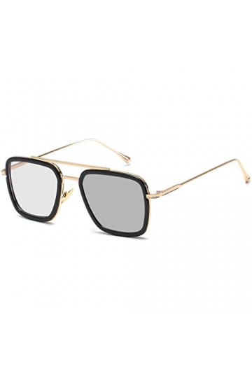 SHEEN KELLY Lunettes de soleil Hommes Femmes Rétro Pilote Carré Cadre en métal Rectangle Classique Mode Lunettes