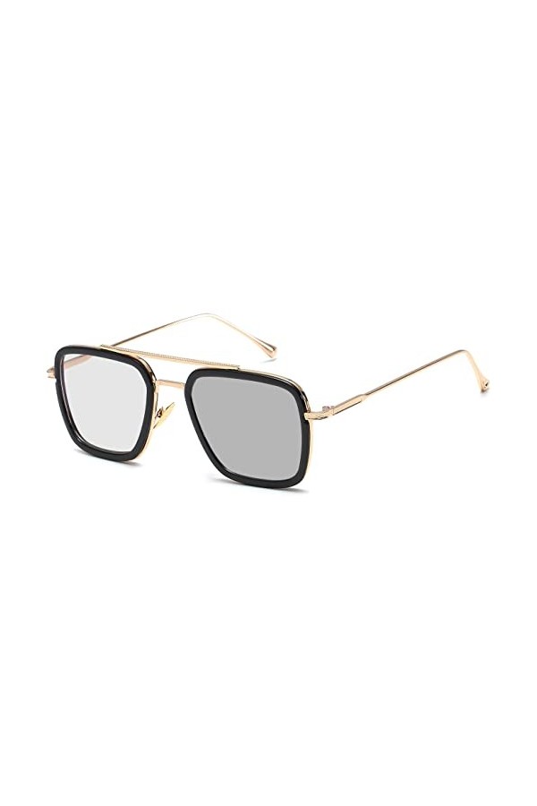 SHEEN KELLY Lunettes de soleil Hommes Femmes Rétro Pilote Carré Cadre en métal Rectangle Classique Mode Lunettes