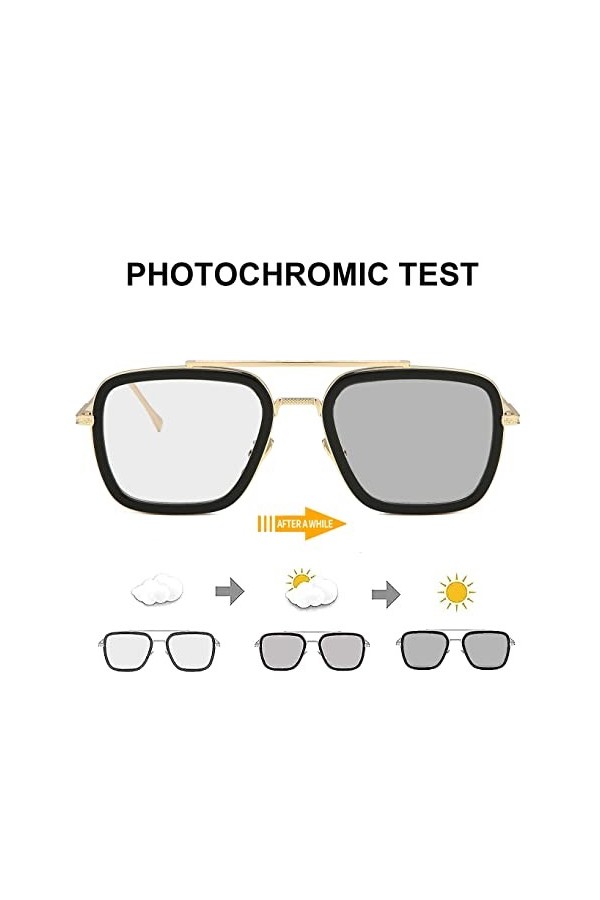 SHEEN KELLY Lunettes de soleil Hommes Femmes Rétro Pilote Carré Cadre en métal Rectangle Classique Mode Lunettes