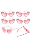 TADAE 70s Retro Clear Heart Lunettes de soleil, 6 Pièces Lunettes de Soleil Coeur, Party Lunettes Coeur pour Femmes, UV400 Pr