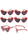 TADAE 70s Retro Clear Heart Lunettes de soleil, 6 Pièces Lunettes de Soleil Coeur, Party Lunettes Coeur pour Femmes, UV400 Pr