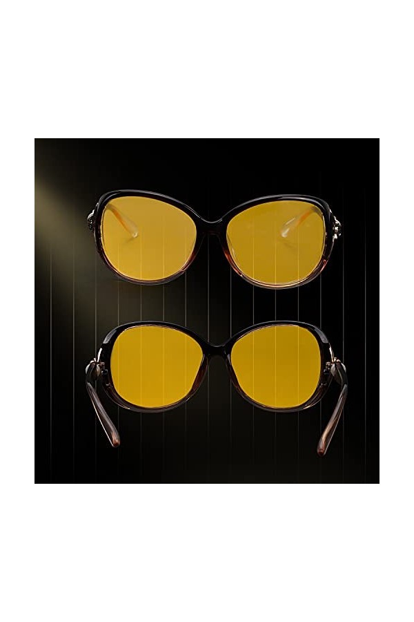 FIMILU Lunettes de conduite de nuit pour femme - Lunettes polarisées anti-reflet, marron, L