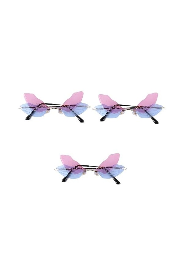 jojofuny 3 Pièces Des Lunettes De Soleil Lunettes De Soleil De Quai Pour Femmes Lunettes De Soleil En Forme Daile De Libellu