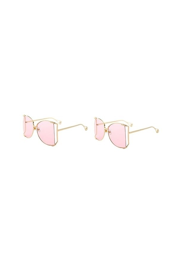 NIYANGLE 2 Pièces Femmes Lunettes De Soleil Lunettes De Soleil À La Mode Pour Les Femmes Accessoires De Plage Pour Les Femmes