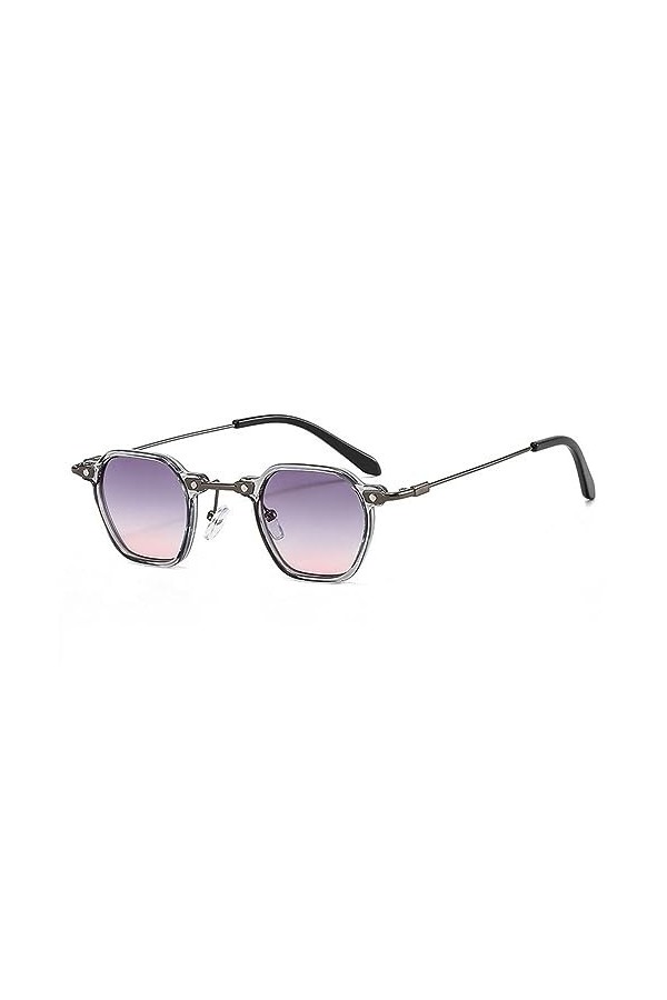 MUTYNE Lunettes de soleil rondes femmes hommes Punk dégradés lentille alliage métal cadre luxe mode lunettes de soleil, C06 m