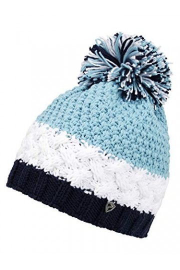 Ziener Issogi Bonnet à Pompon pour Femme en martelé Taille Unique Bleu Hivernal.