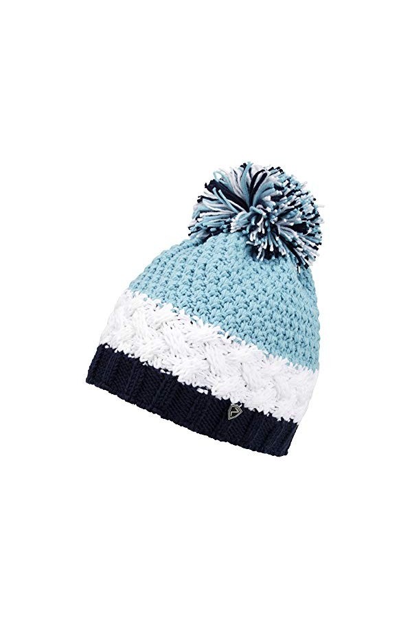 Ziener Issogi Bonnet à Pompon pour Femme en martelé Taille Unique Bleu Hivernal.