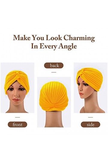 Lot de 6 turbans pour femme en jersey stretch turban africain pour femme - Bandeau doux - Nœud - Mode plissé - Bonnet, multic