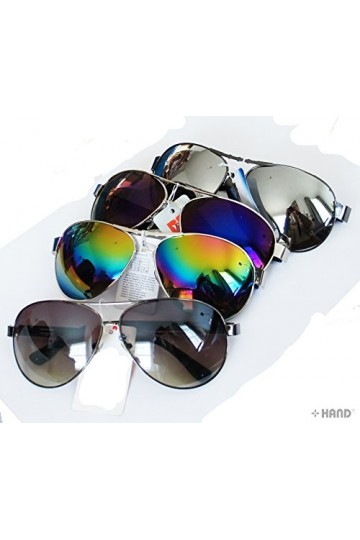 HAND ® IRM100 Lot de 2 paires de lunettes de soleil en métal irisé pour femme UV400