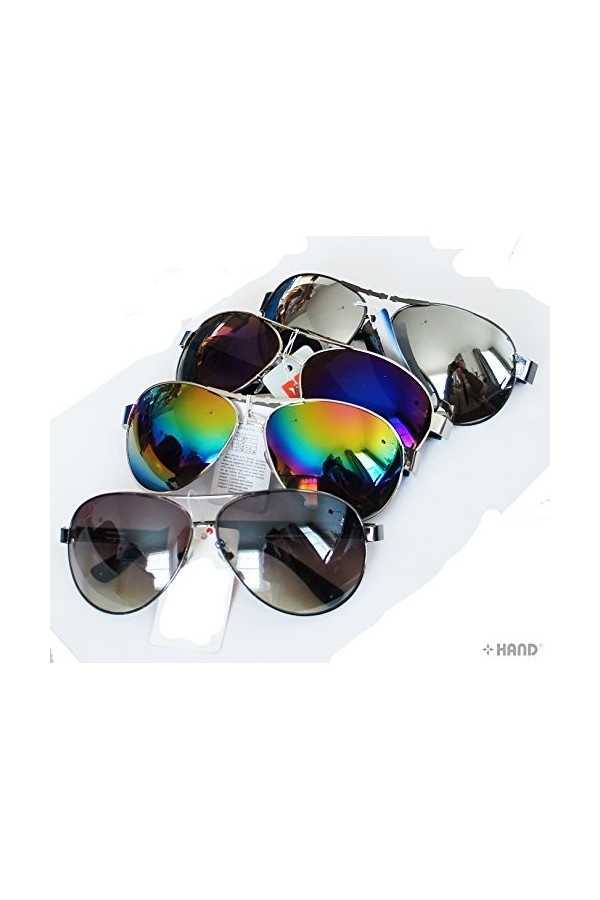 HAND ® IRM100 Lot de 2 paires de lunettes de soleil en métal irisé pour femme UV400