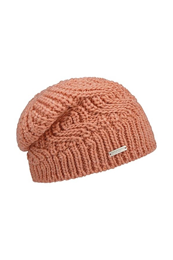 Seeberger Bonnet en Tricot Javina Oversize Bonnet Beanie Taille Unique - pêche 