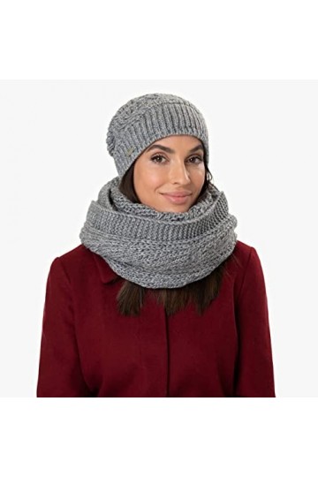 Seeberger Bonnet en Tricot Javina Oversize Bonnet Beanie Taille Unique - pêche 