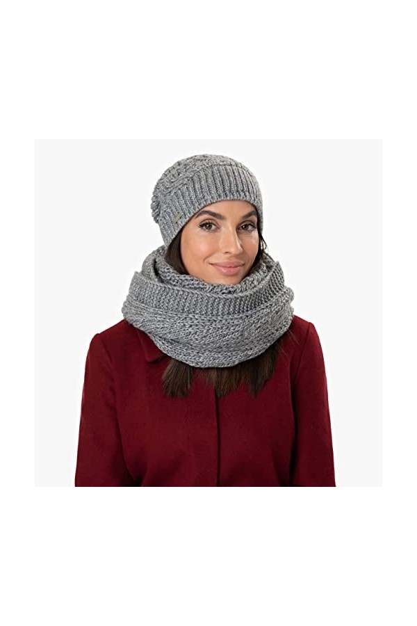 Seeberger Bonnet en Tricot Javina Oversize Bonnet Beanie Taille Unique - pêche 