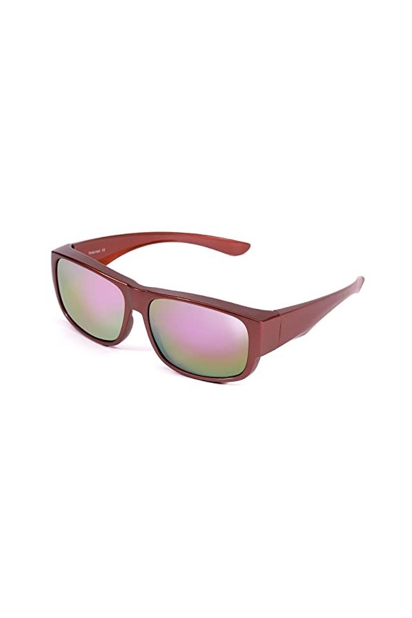 Enafad Lunettes de soleil polarisées pour femme, monture ronde avec protection UV, Monture Z-coffee - Verres miroir violets, 