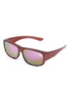 Enafad Lunettes de soleil polarisées pour femme, monture ronde avec protection UV, Monture Z-coffee - Verres miroir violets, 