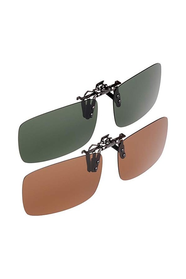 H&S Surlunettes de Soleil Clips avec Verres Polarisés - 2 Paires - Lunettes Polarisantes en Métal Antireflets - Clip Solaire 
