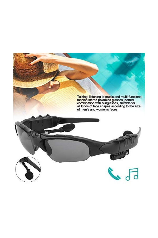 Lunettes de Soleil sans Fil Bluetooth, Lunettes Polarisées Bluetooth Intelligentes 5.0 Lunettes de Conduite de Sport avec éco